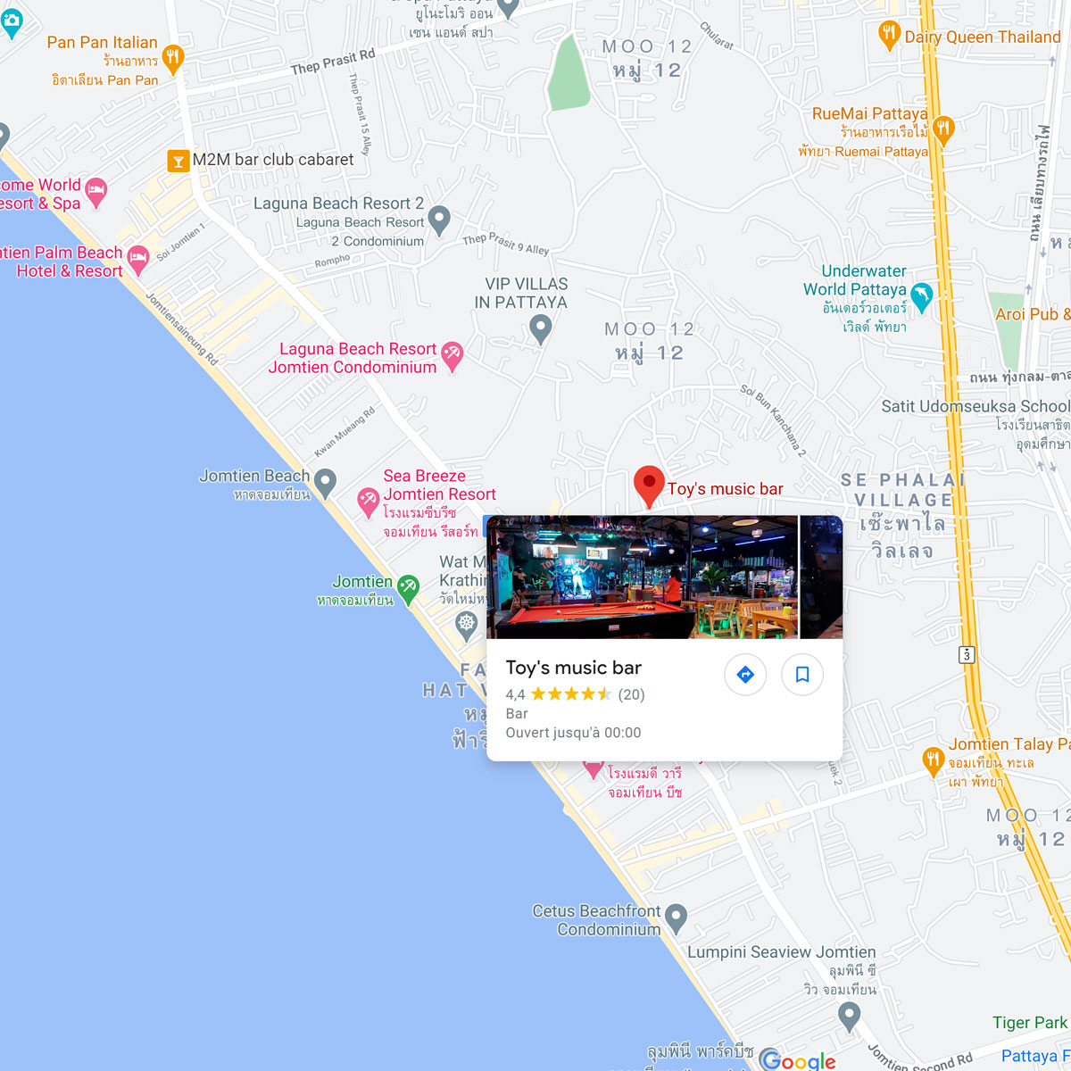 Map of Jomtien Pattaya