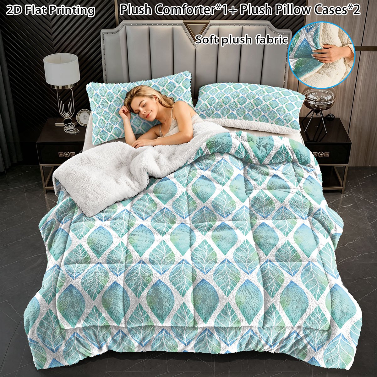 Parure turquoise à feuilles, trois pièces