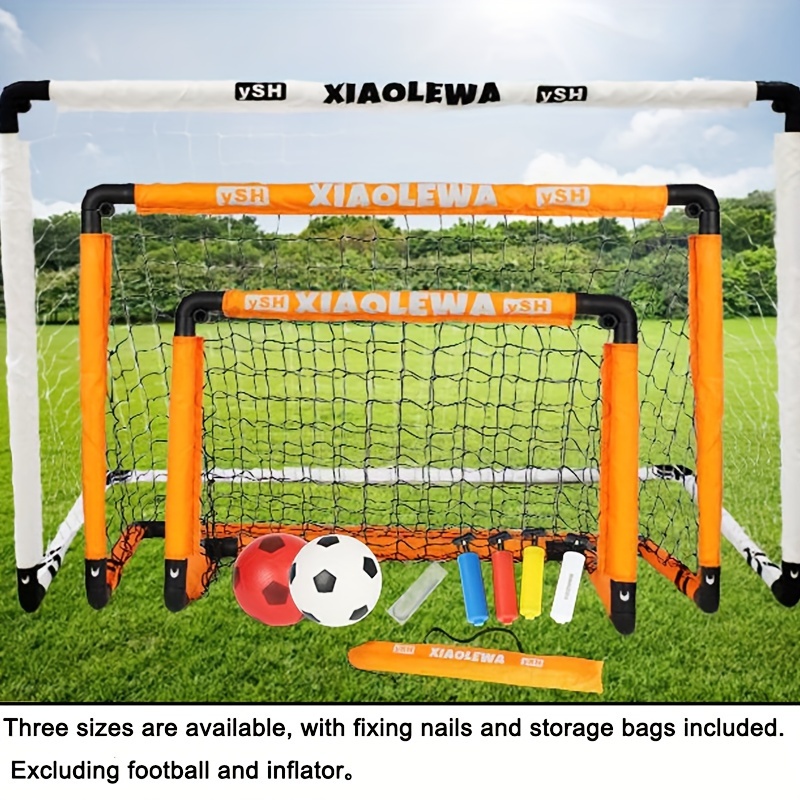 Foldable football goal for an outdoor play area