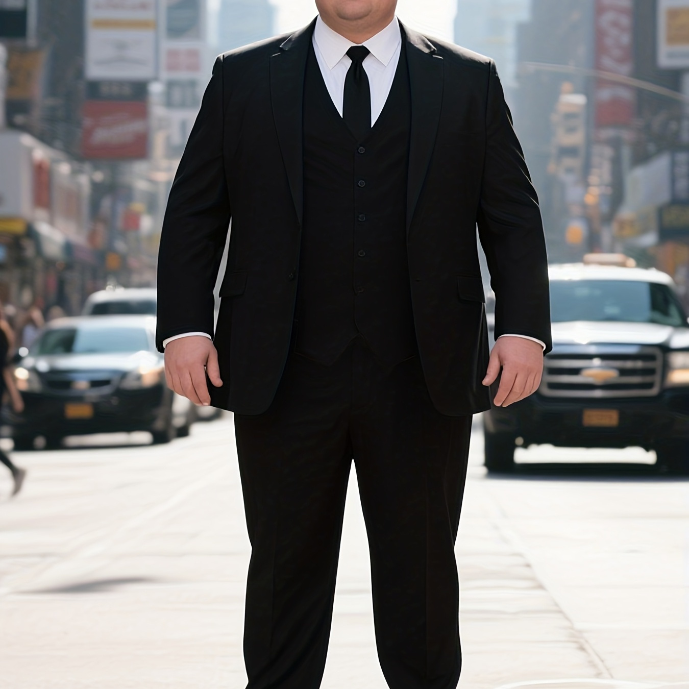 Plus-size suit with waistcoat