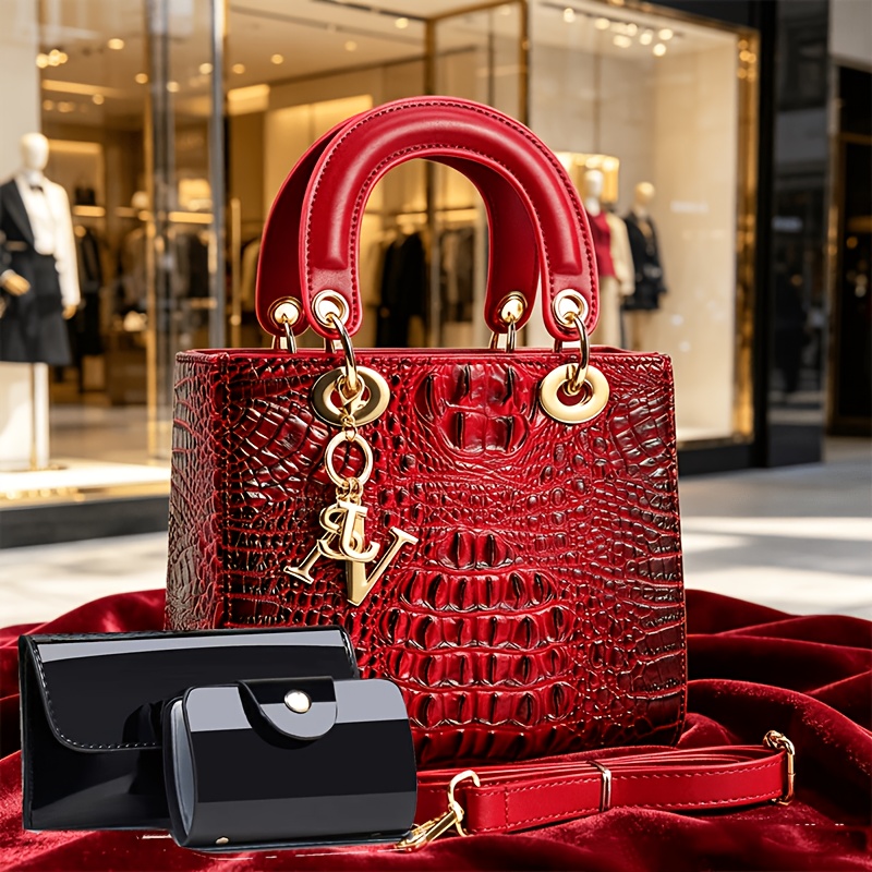 Ensemble de trois sacs à motif façon alligator
