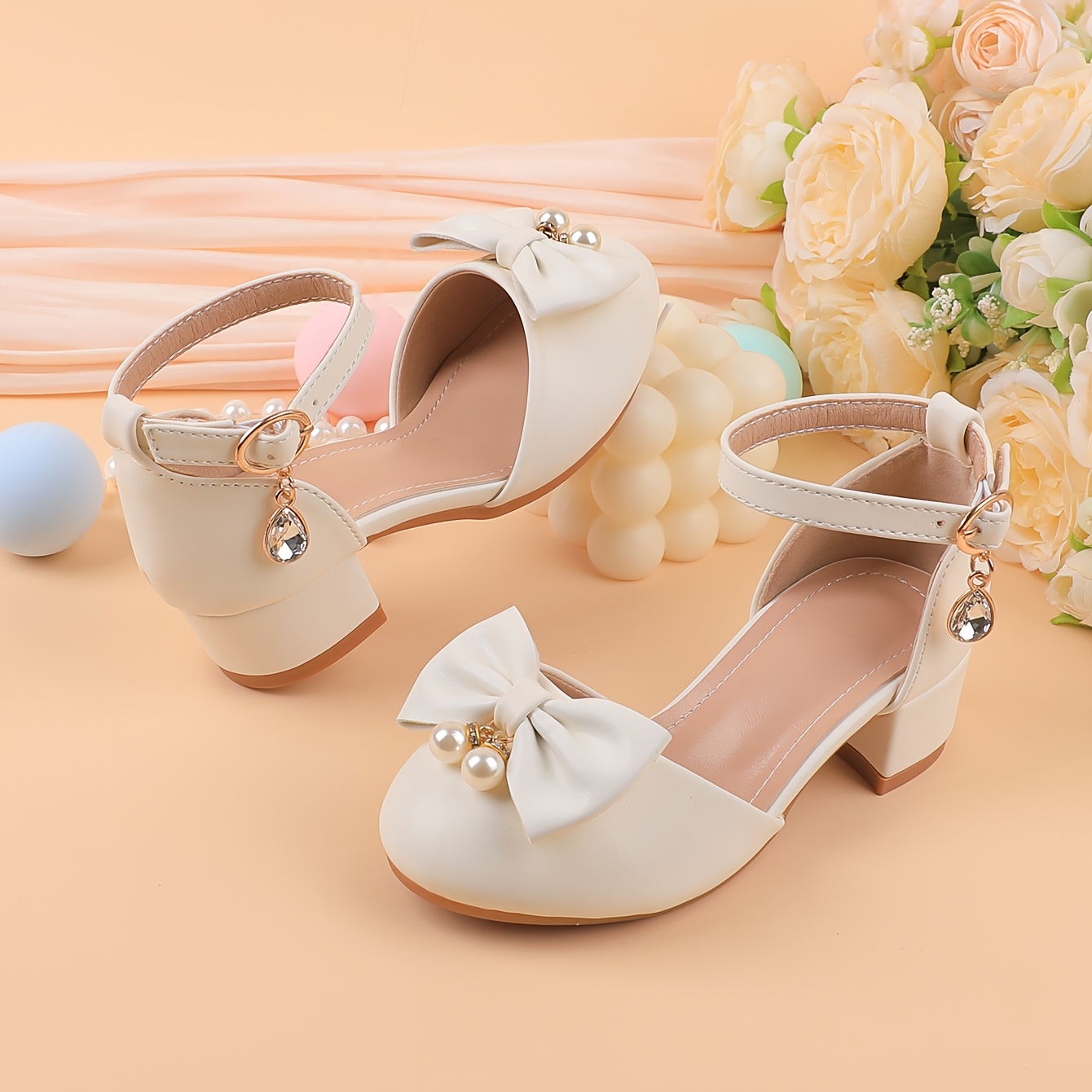Children’s white occasion shoes with bow detail