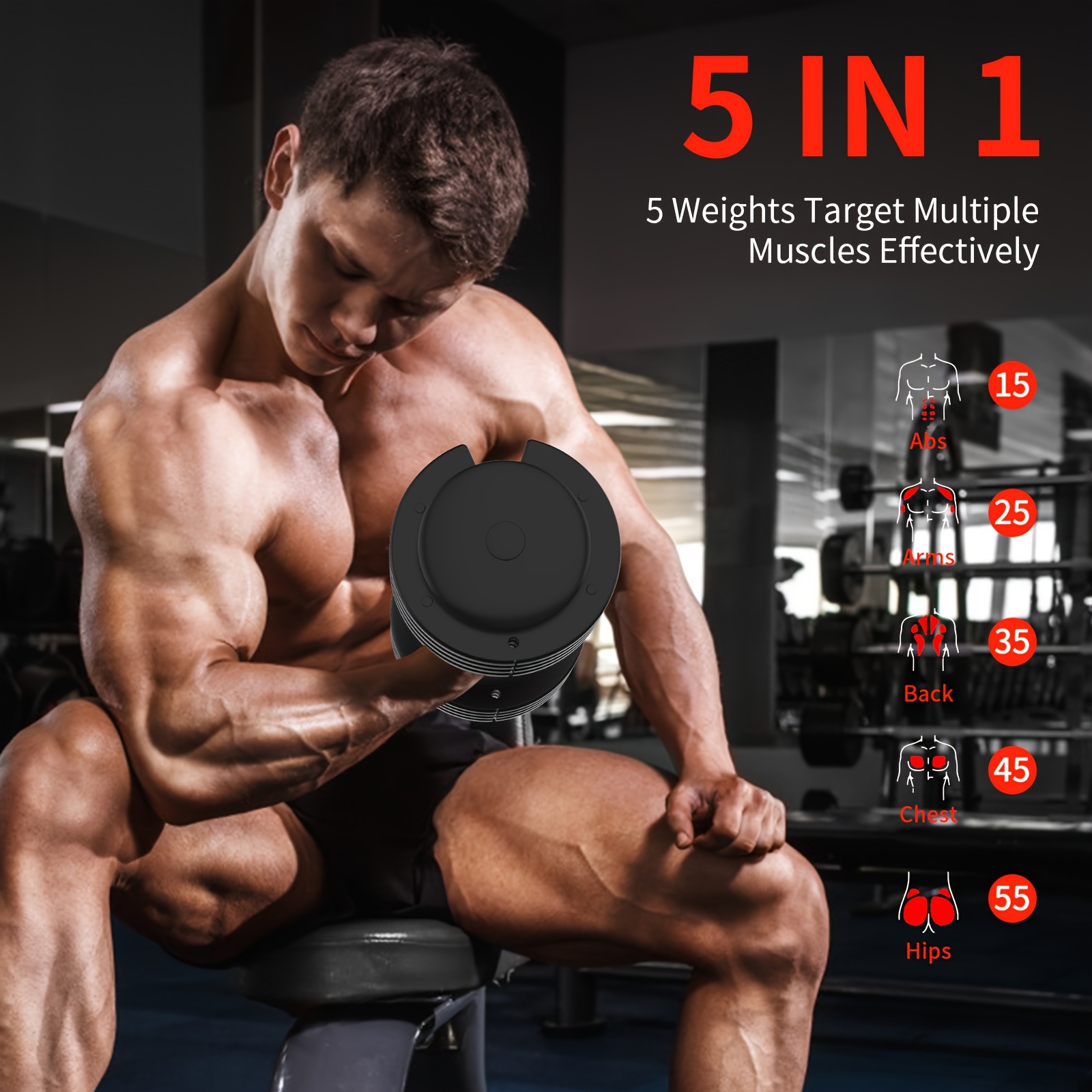 Adjustable dumbbells, listed 25 kg / 55 lb