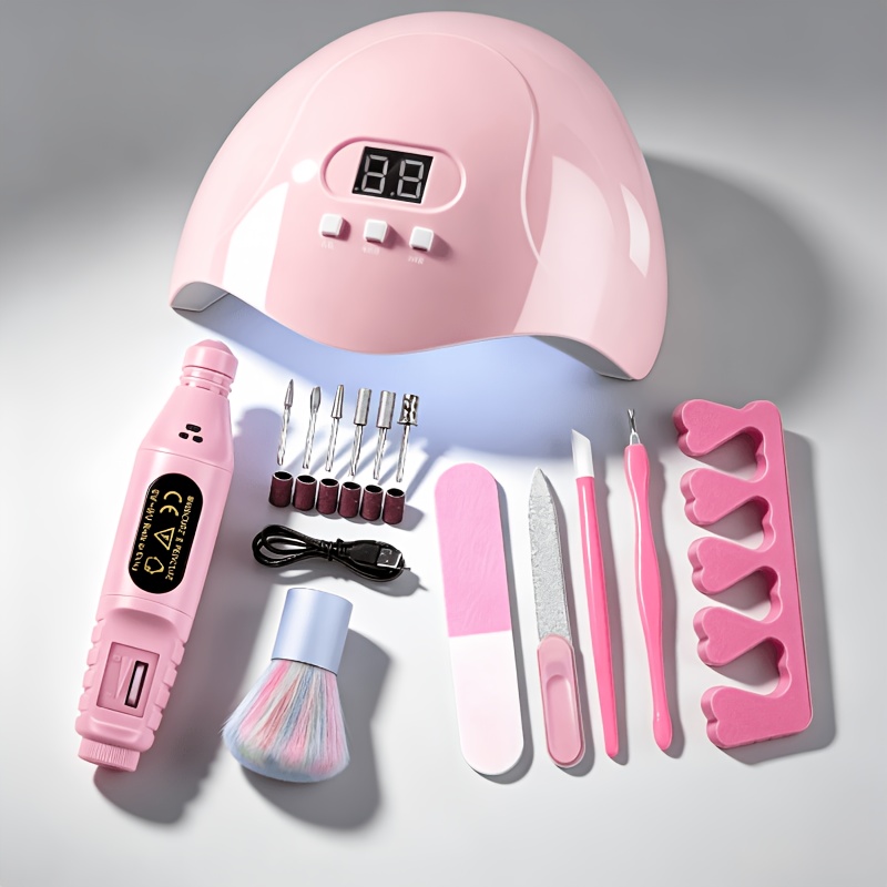 Kit manucure rose avec lampe et ponceuse