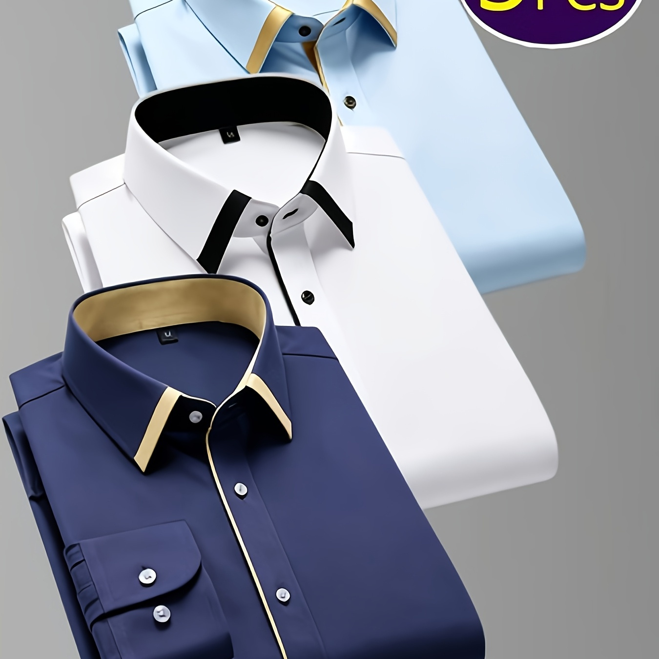 Three men’s plus-size long-sleeve shirts