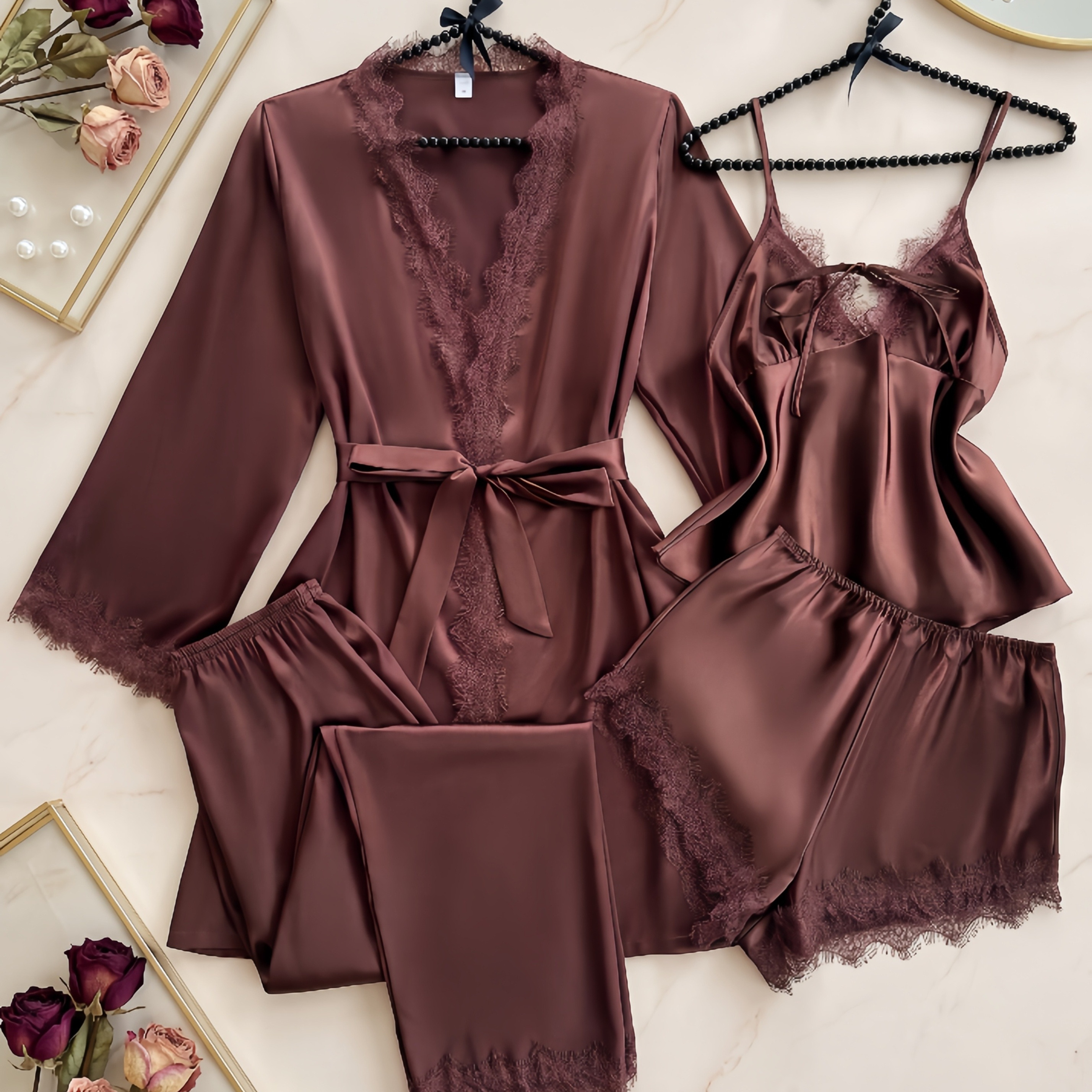 Jacquard satin-look lounge outfit
