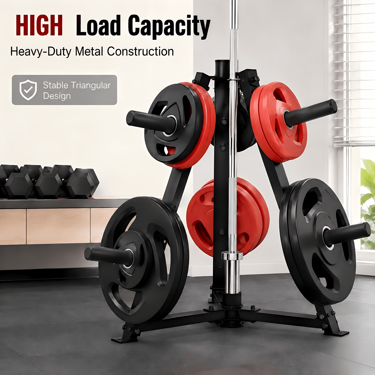 Two-in-one plate and Olympic bar rack