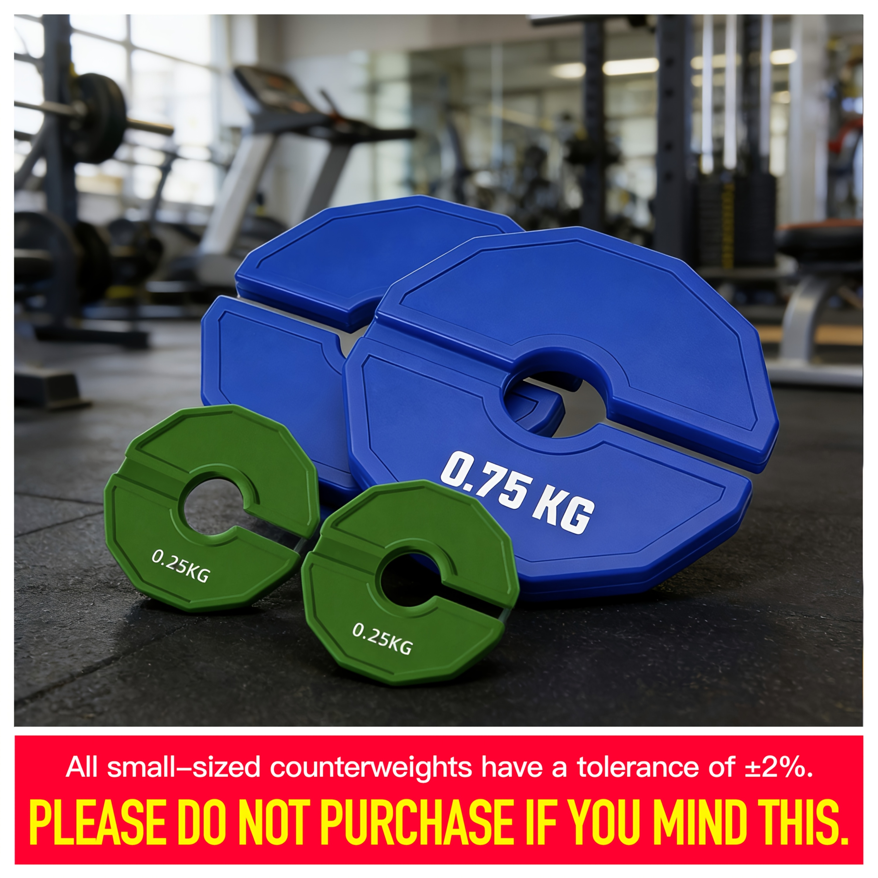 Four small weight plates, 0.25 / 0.75 kg options