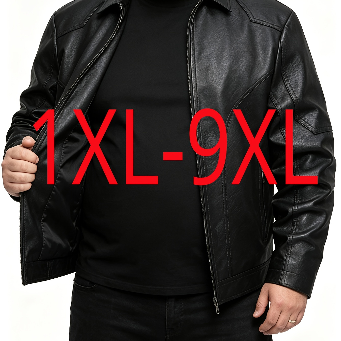 Oversized PU jacket with lapel collar