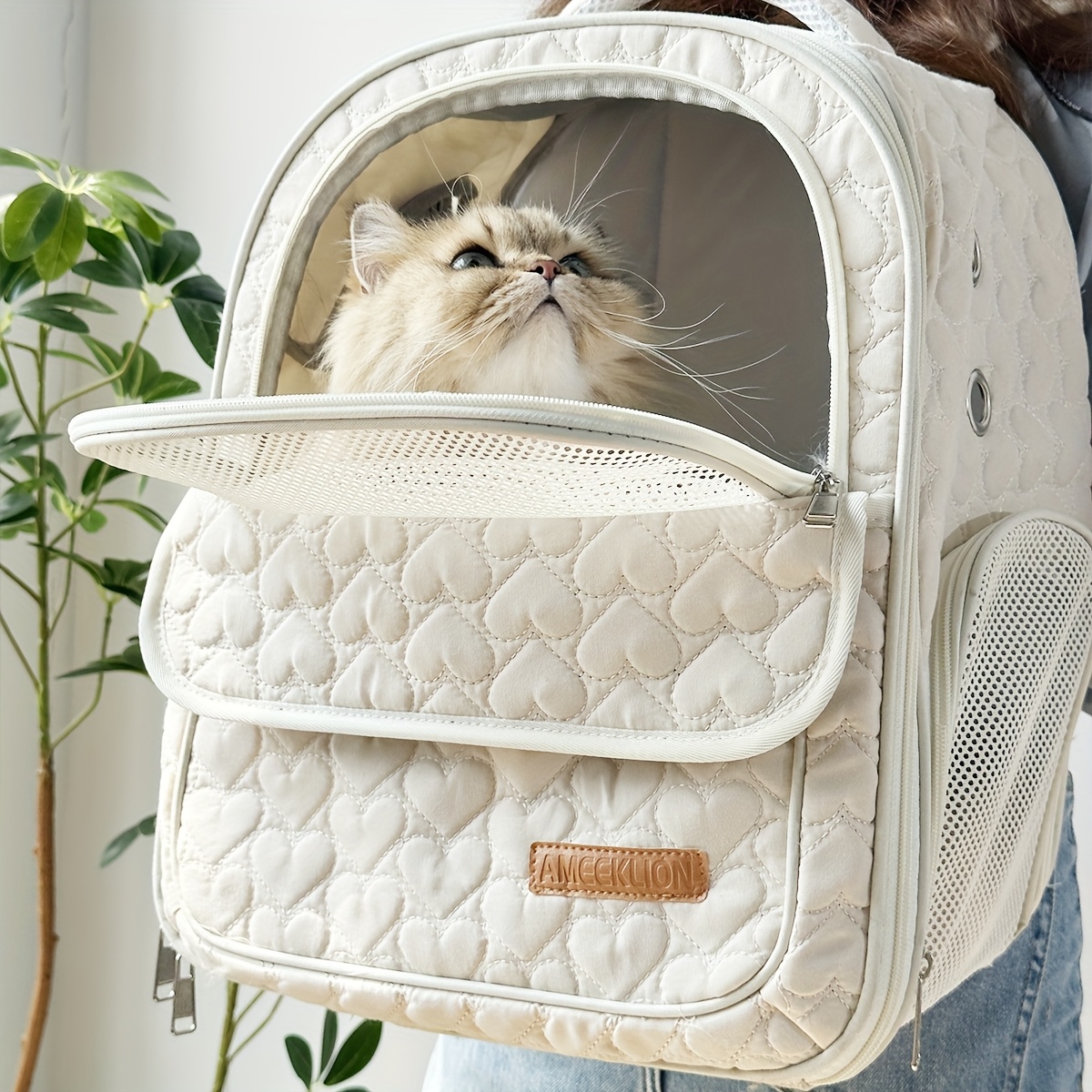 AMEEKLION small-pet backpack with heart design