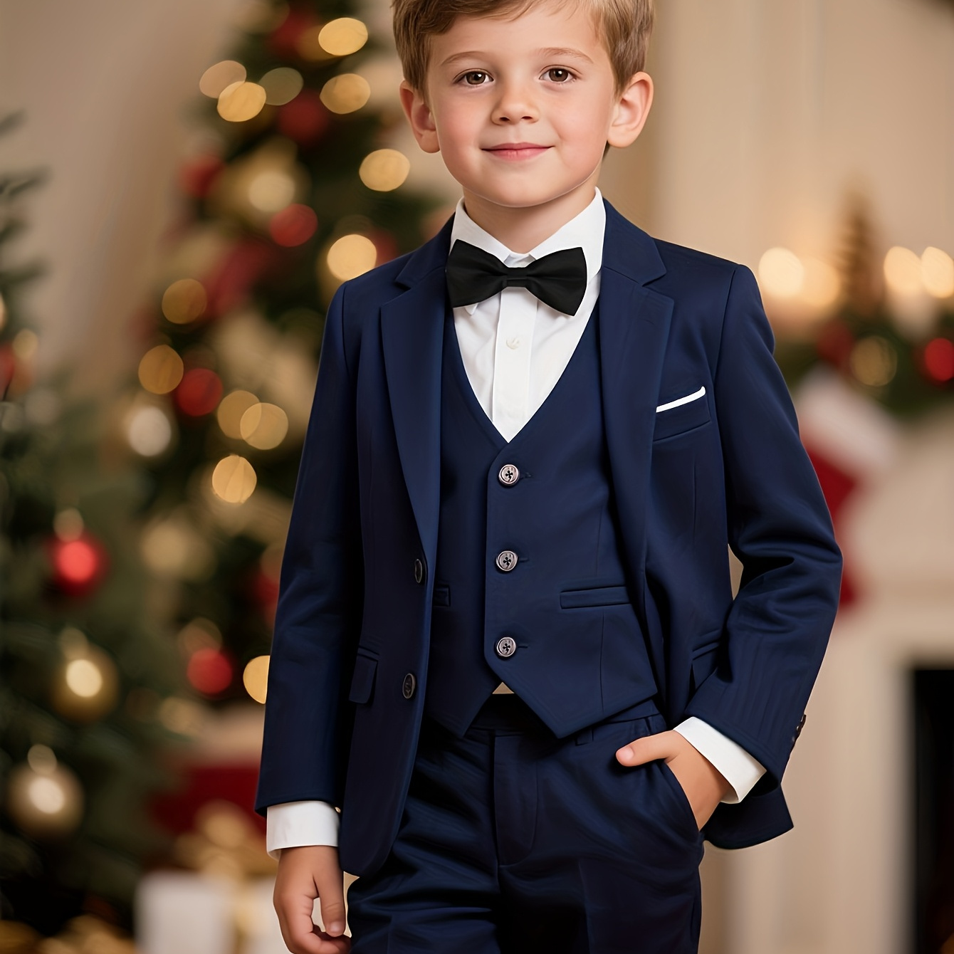 Boys' formal outfit with waistcoat and bow tie