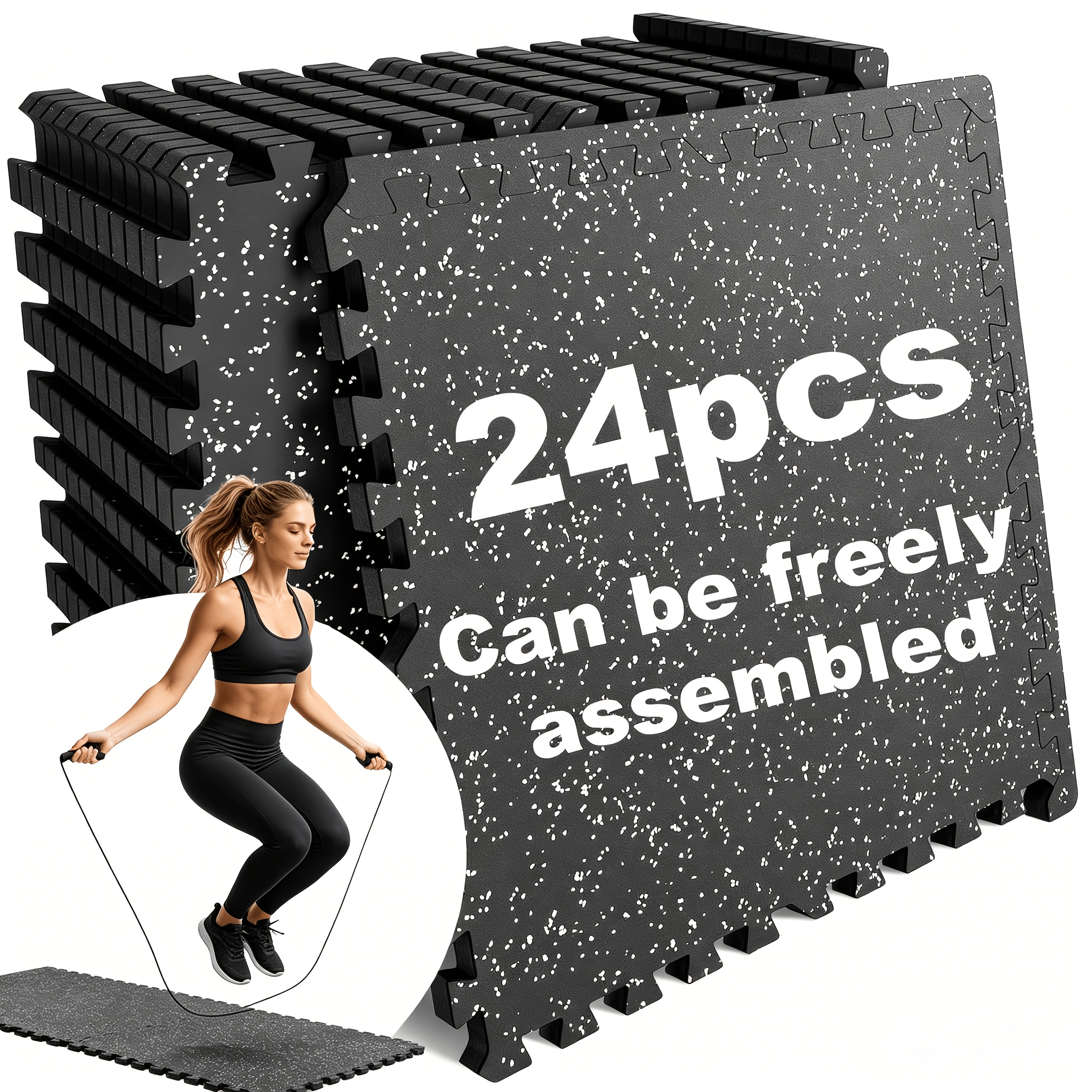 24-piece rubber floor set with edge strips