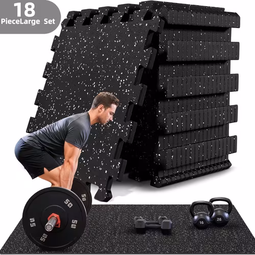 18-piece interlocking rubber floor set