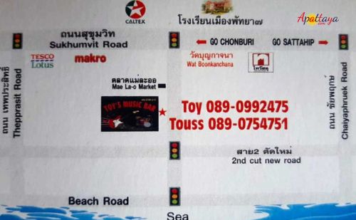 Toy's Music Bar Map of Jomtien